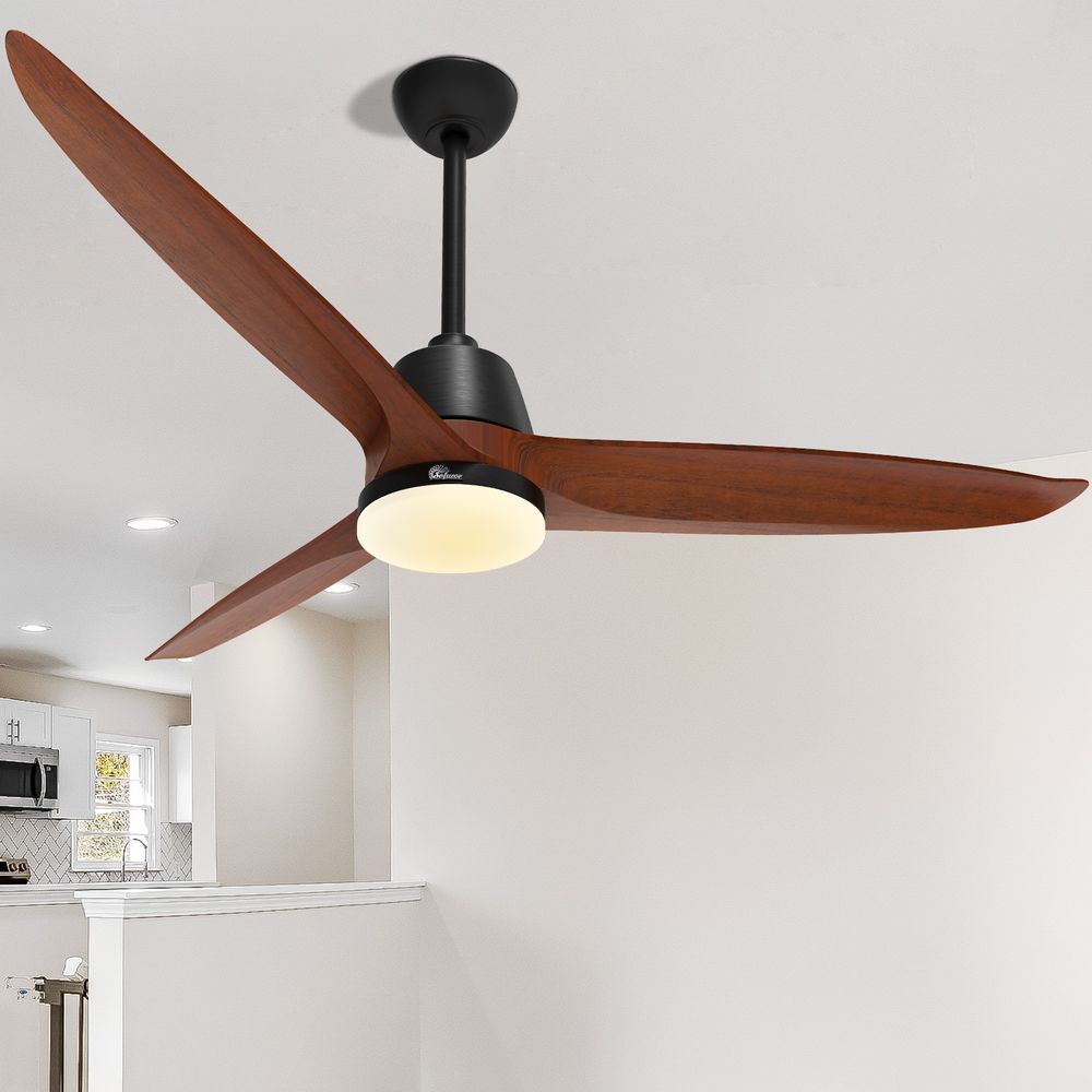 56″ Wood Ceiling Fan With Light Remote