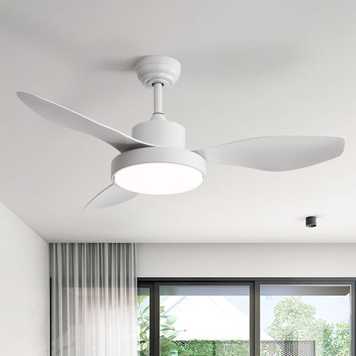 Sofucor 47" White Ceiling Fan with Light & Remote, Reversible DC Motor