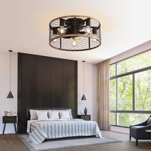 20″ Flush Mount Ceiling Fan With Light