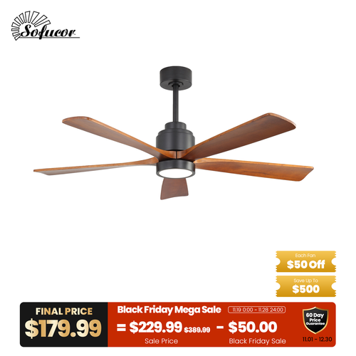 Sofucor Neo Luxe 5-blades Wood Ceiling Fan with Light
