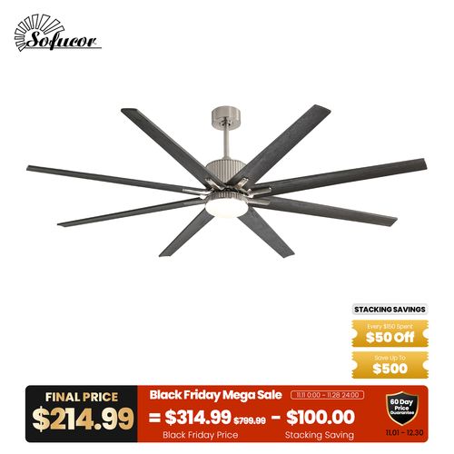 76″ Smart Ceiling Fan With Light