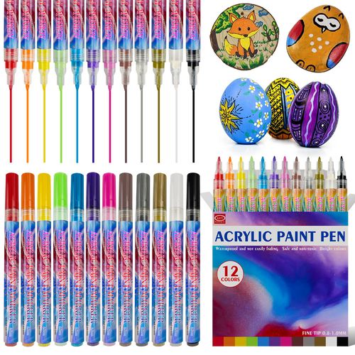 DIY Painting Permanent Waterproof Fine Tip Acrylic Paint Marker Pen Set