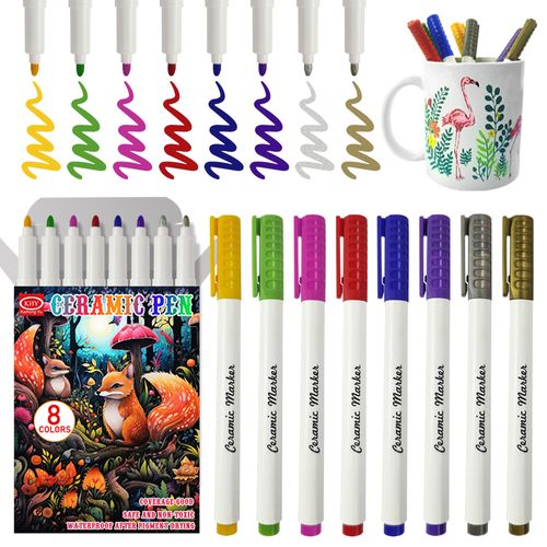 DIY-Projekte, nachfüllbar, 8 Stück, Glas, Kinder, individuelle Keramik, individuell für Steinfarbe, Acrilyc-Acryl-Markerstift-Set