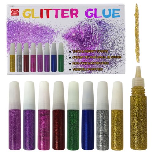 Heißer Verkauf Weihnachten Glitter Kleber Multi Farben Stoff Kleber Farbe Kit Set