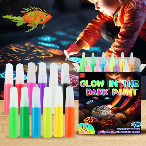 Fournitures professionnelles écologiques pour enfants, peinture acrylique qui brille dans la nuit, couleurs artistiques, vente en gros, ensemble de peinture acrylique