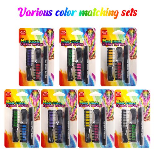 KHY Hot Sale Washable Instantly Change Wholesale Colour Brush Kid Girls Temporary Dye Color For 12 Hair Chalk Comb Set