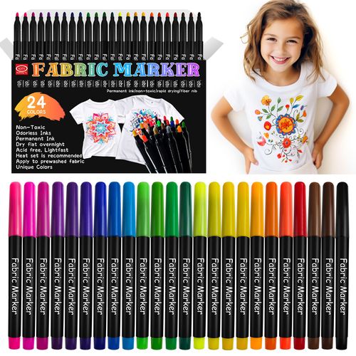 Ensemble de textiles de peinture, vente en gros, T-shirt de couleur Non toxique, peinture pour adultes, dessin artistique, stylo marqueur en tissu lavable