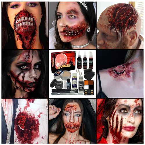 Cire pour cicatrices de peau, ensemble de maquillage Halloween faux sang SFX