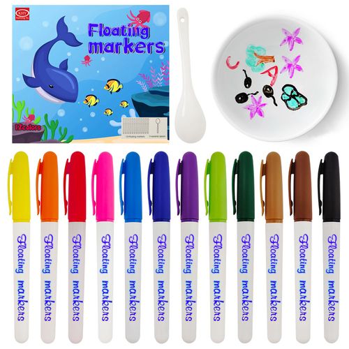 Magical Floating Marker Pens with a Ceramic Spoon Water Painting