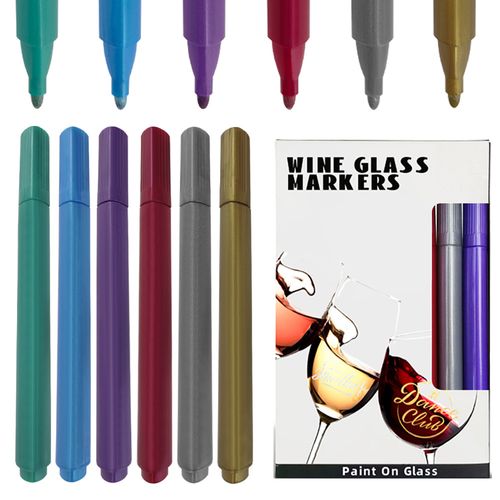 KHY Fast Delivery Point Metall dick zum Beschriften des Weinsets Glas Dip Color Metallic Paint Marker Pen