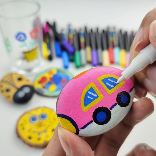 Ceramics Customized Acrylic Paint Marker Pen Set on Rock Wine Metal