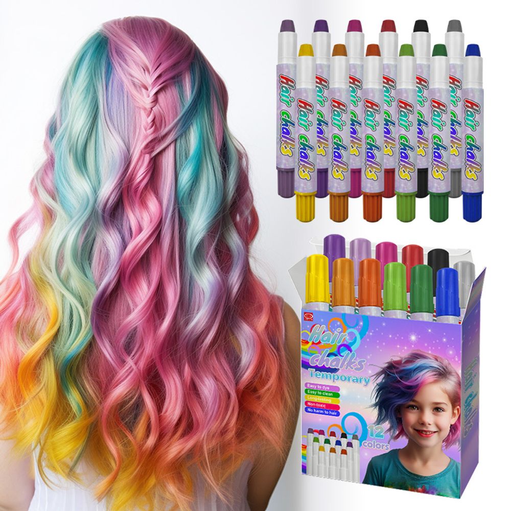 Glow Neon Haarkreide, waschbarer Farbstoff, temporäre hochwertige Farbe, harmloses Haarkreide-Set