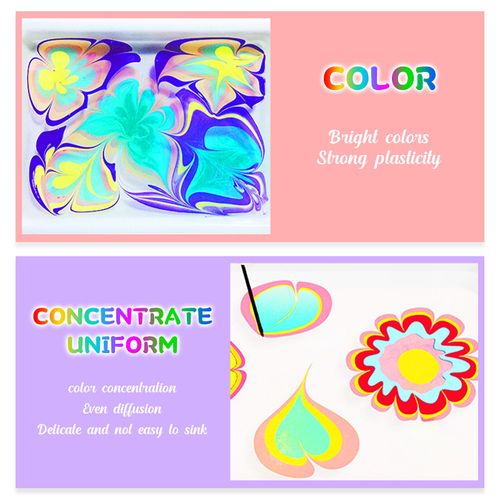 12 Colors Stationery Supply Kit For Kid Girl Mini The Gouache Water Marbling Paint Kit For Kids Marble Art Set