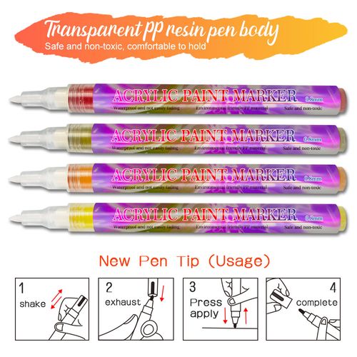 DIY Painting Permanent Waterproof Fine Tip Acrylic Paint Marker Pen Set