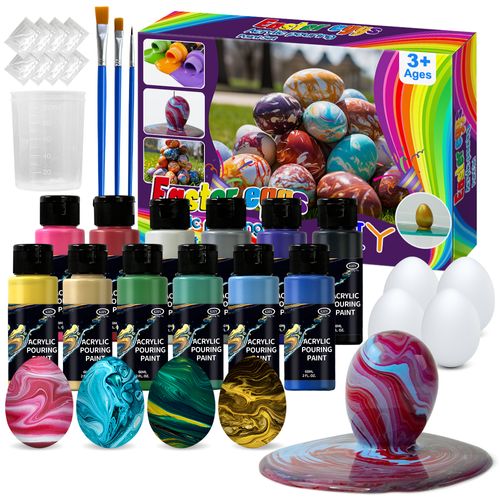 KHY-pinturas acrílicas fluidas para huevos de Pascua, premezcladas profesionales no tóxicas para verter y verter acrílico, juego de pintura para huevos de Pascua