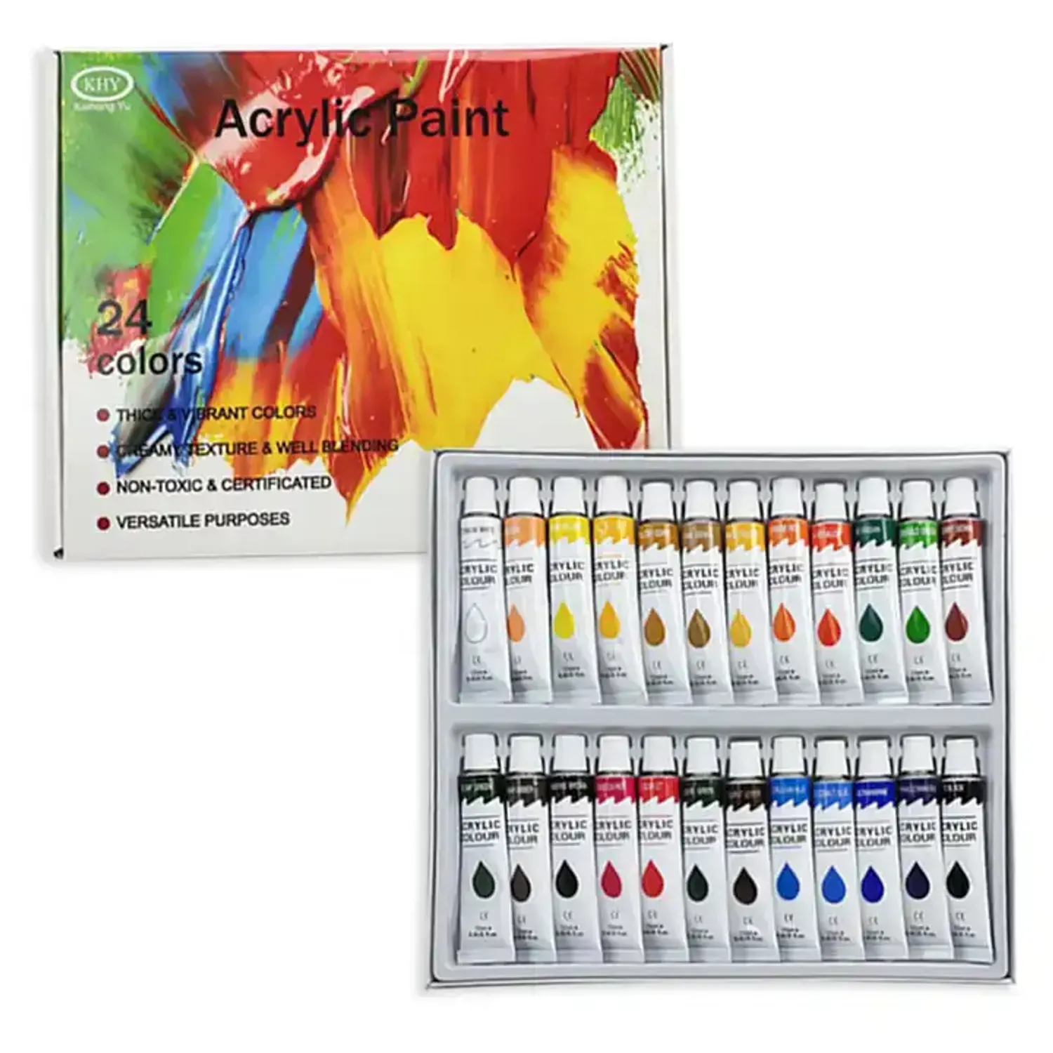 DIY Painting 24 Color Box With Brush Set Acrylic Paint Kit
