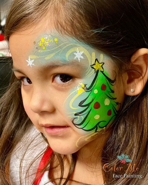 Christmas tree face painting idea