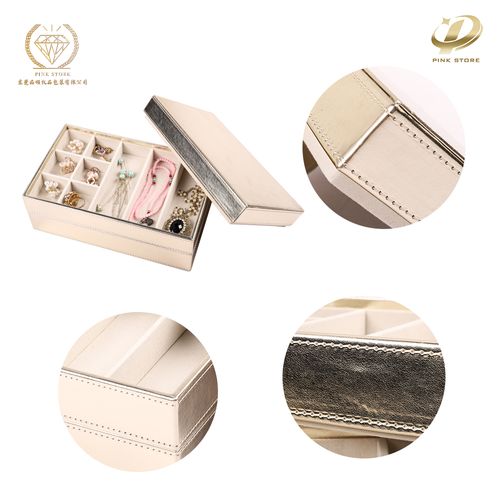 Stackable Three Layers PU Leather Jewelry Tray