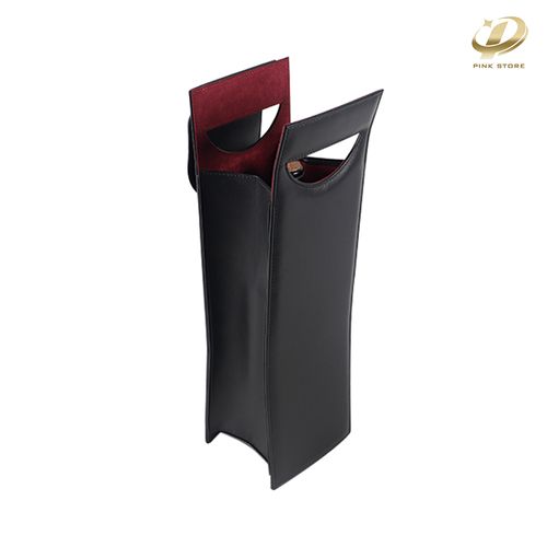Custom PU Leather Wine Tote — Printed With Your Logo