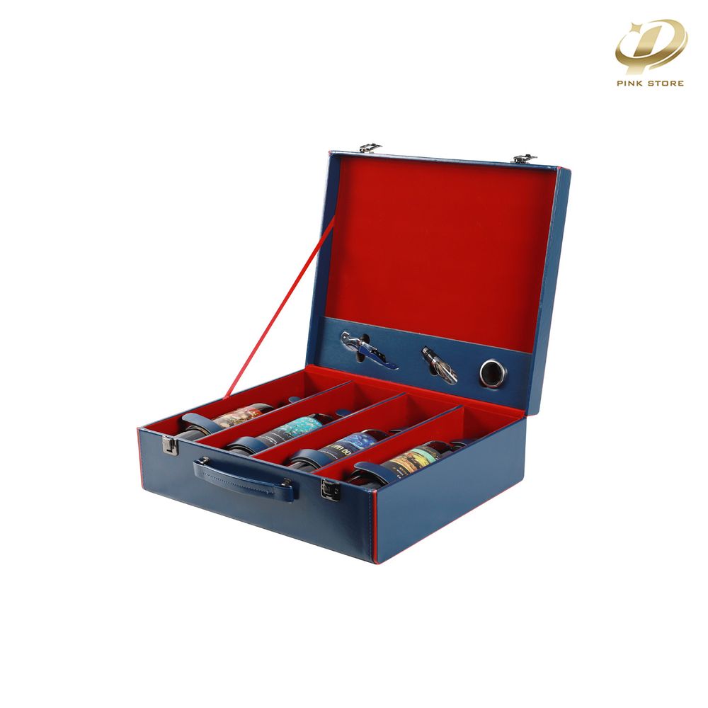 Artificial Leather Wine Box: Carry Four Reds with Elegance