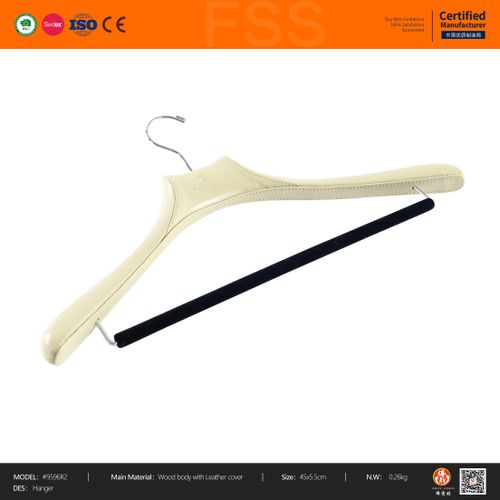 Leather-Wrapped Hanger with Velvet Bar