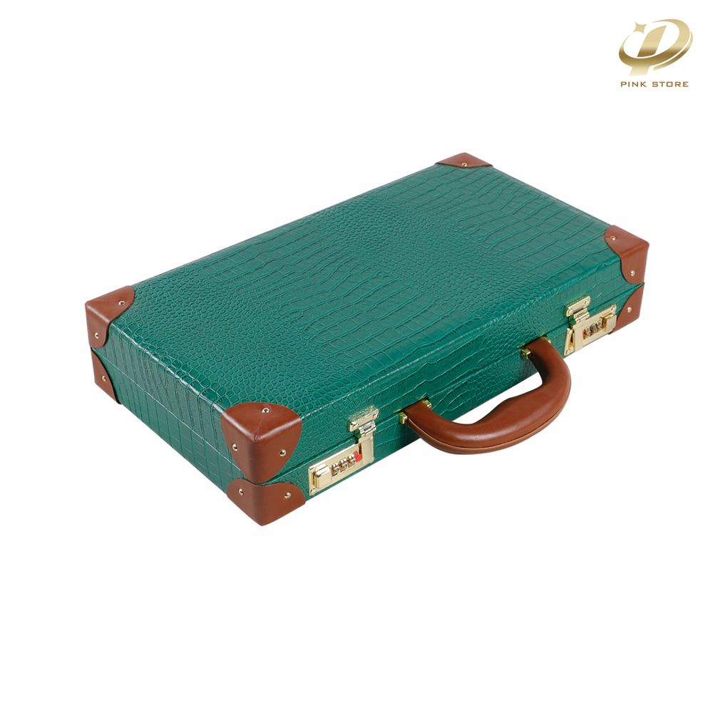 Crocodile Luxe: Portable Backgammon Set with Resin Accents