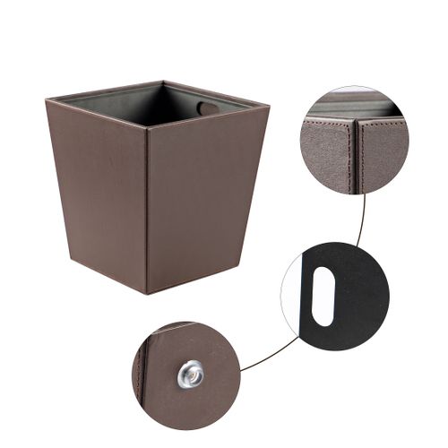 Brown Leather Waste Bin