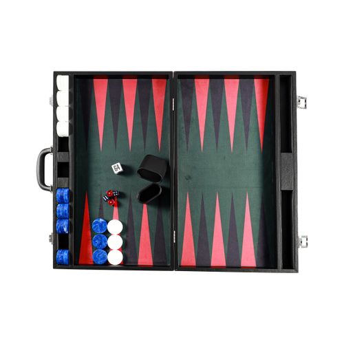Black PU Leather Backgammon Set