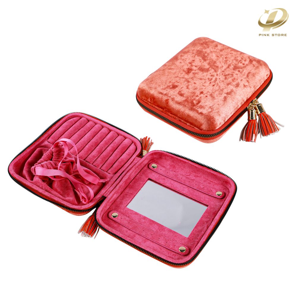 Travel-Ready Jewelry Bag: Compact Storage with Built-In Mirror