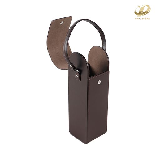 Brown Wine Bottle Box Carrier with Strap