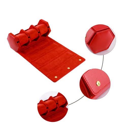 Red PU Leather Watch Roll