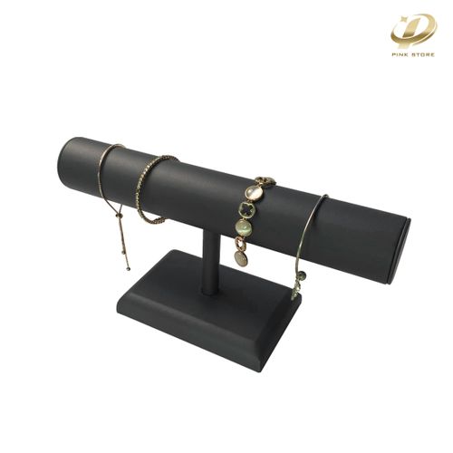 Black PU Leather Jewelry Display Rack for Bracelets and Necklaces
