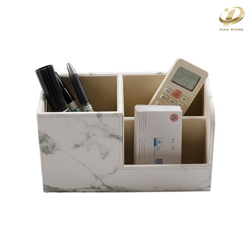 Marble Elegance: Stylish Desktop Organizer for Office and Hotel