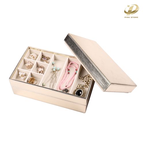 Stackable Three Layers PU Leather Jewelry Tray