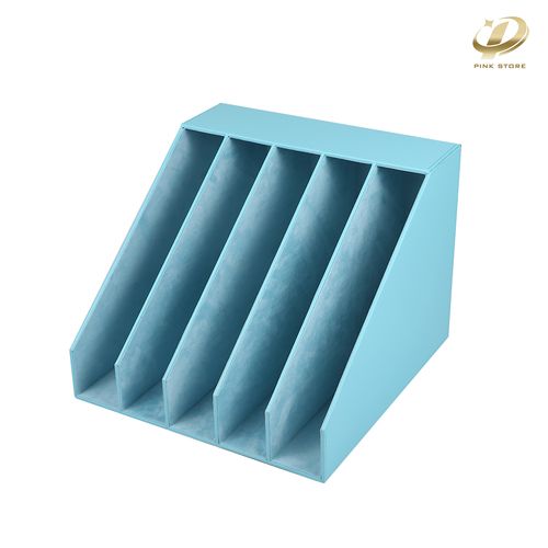 File Rack PU Leather Office File Document Classification Rack Desktop Organizer Storage Documents Magazine Books File Organizer