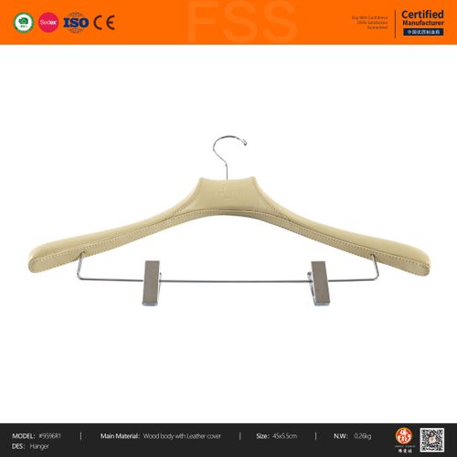 Leather-Wrapped Hanger with Clips