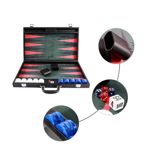 Black PU Leather Backgammon Set