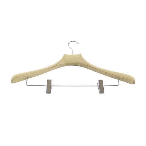 Leather-Wrapped Hanger with Clips