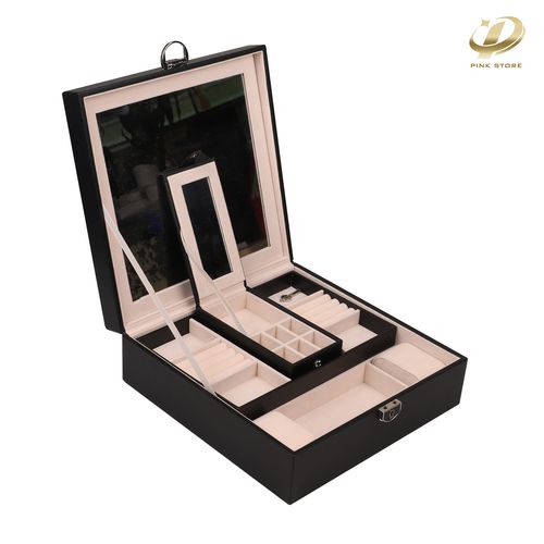 Luxe Black PU Leather Jewelry Box