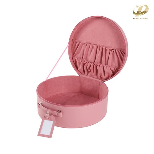Pink Hat Box For Men & Women Storage - Round Hat Travel Case With Zipper - Hat Case For Travel Has Sturdy Handle Easy To Carry Great For Carrying