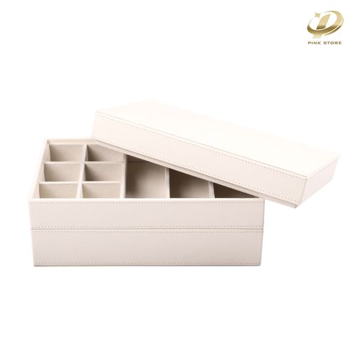 Stacked White Three Layers PU Leather Jewelry Tray Set