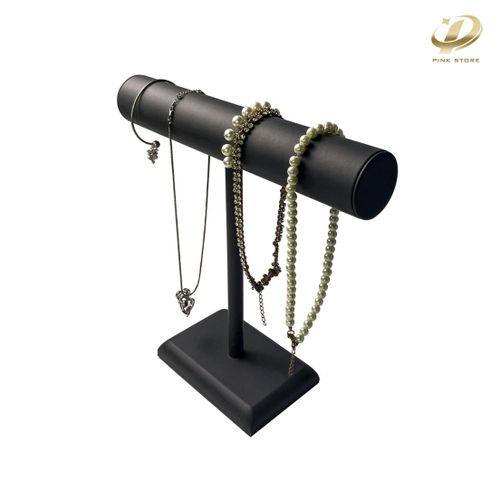 Black PU Leather Jewelry Display Rack for Bracelets and Necklaces