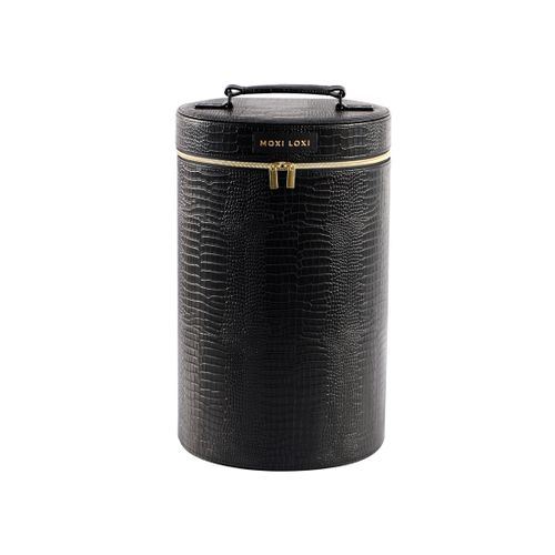 Round Black PU Leather Storage Box