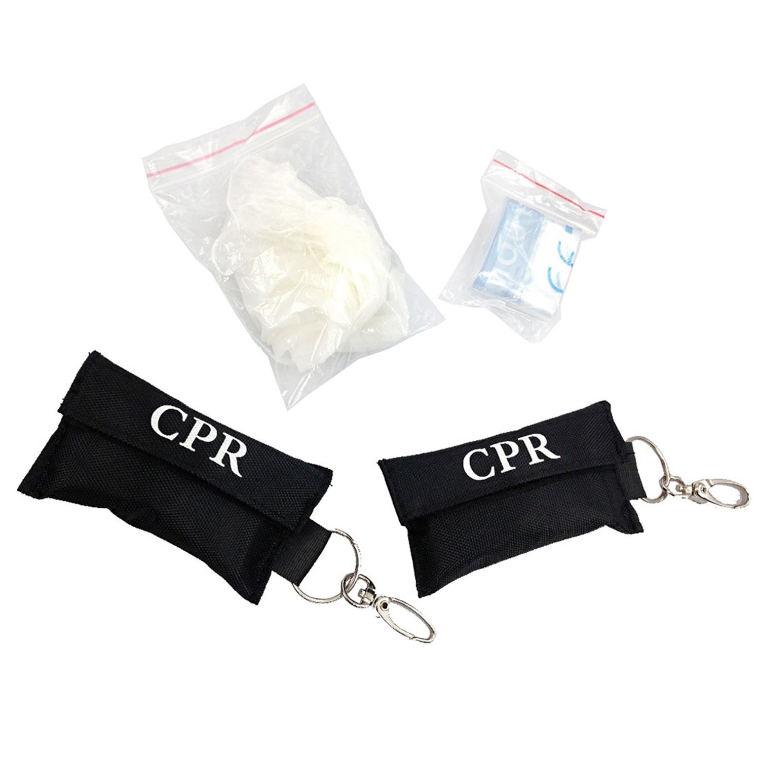 Risen Medical Bulk Black CPR Keychain with Face Shield and Gloves