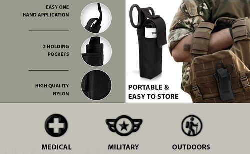Pochette à garrot militaire : fournitures médicales essentielles | Tourinique CAT | Bandage israélien | Ciseaux de traumatologie | Arrêtez le kit de saignement | OEM et ODM