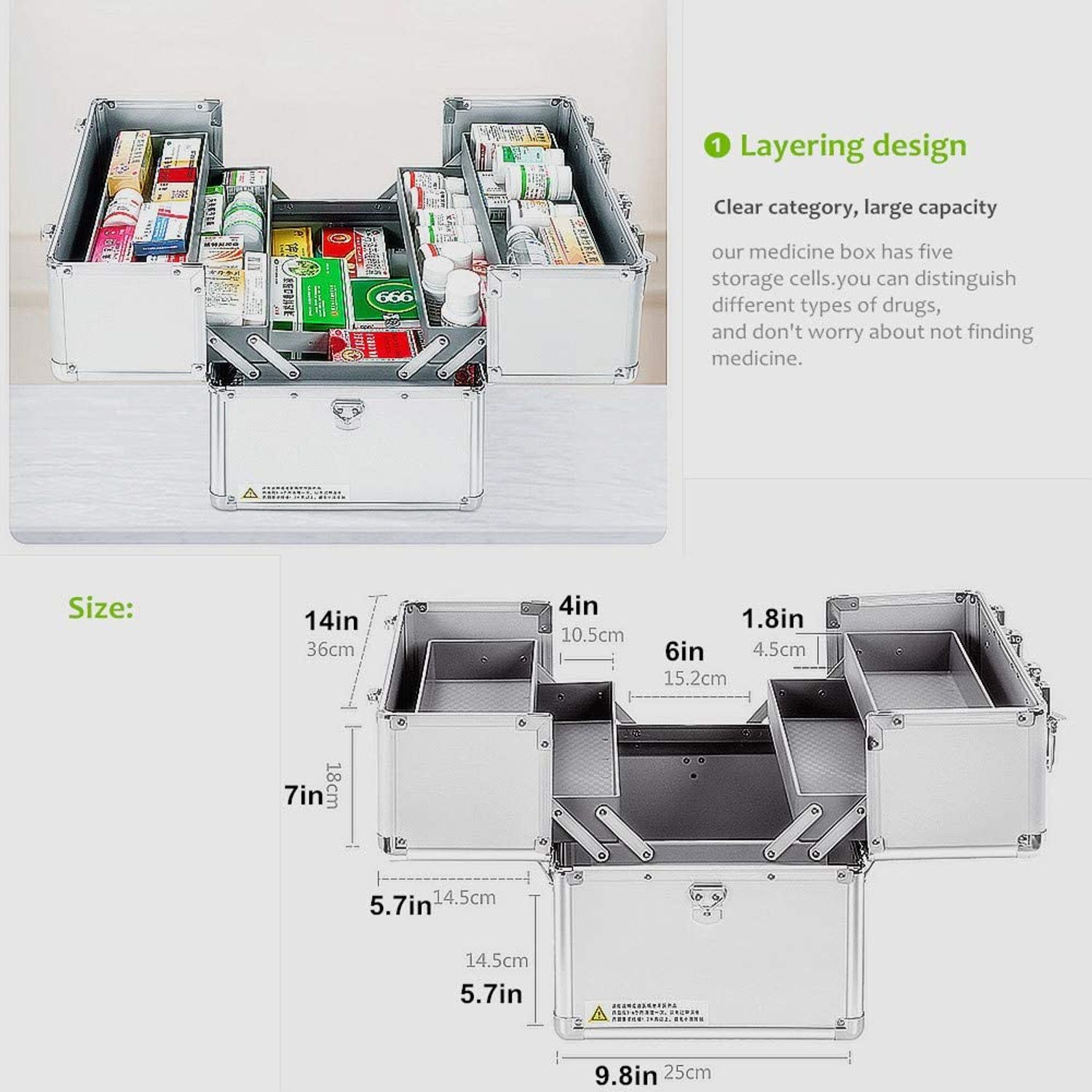 features of High Quality Family Hard Case Lightweight Emergency Aluminum Wall First Aid Medicine Kit With Hard Shell Case Storage