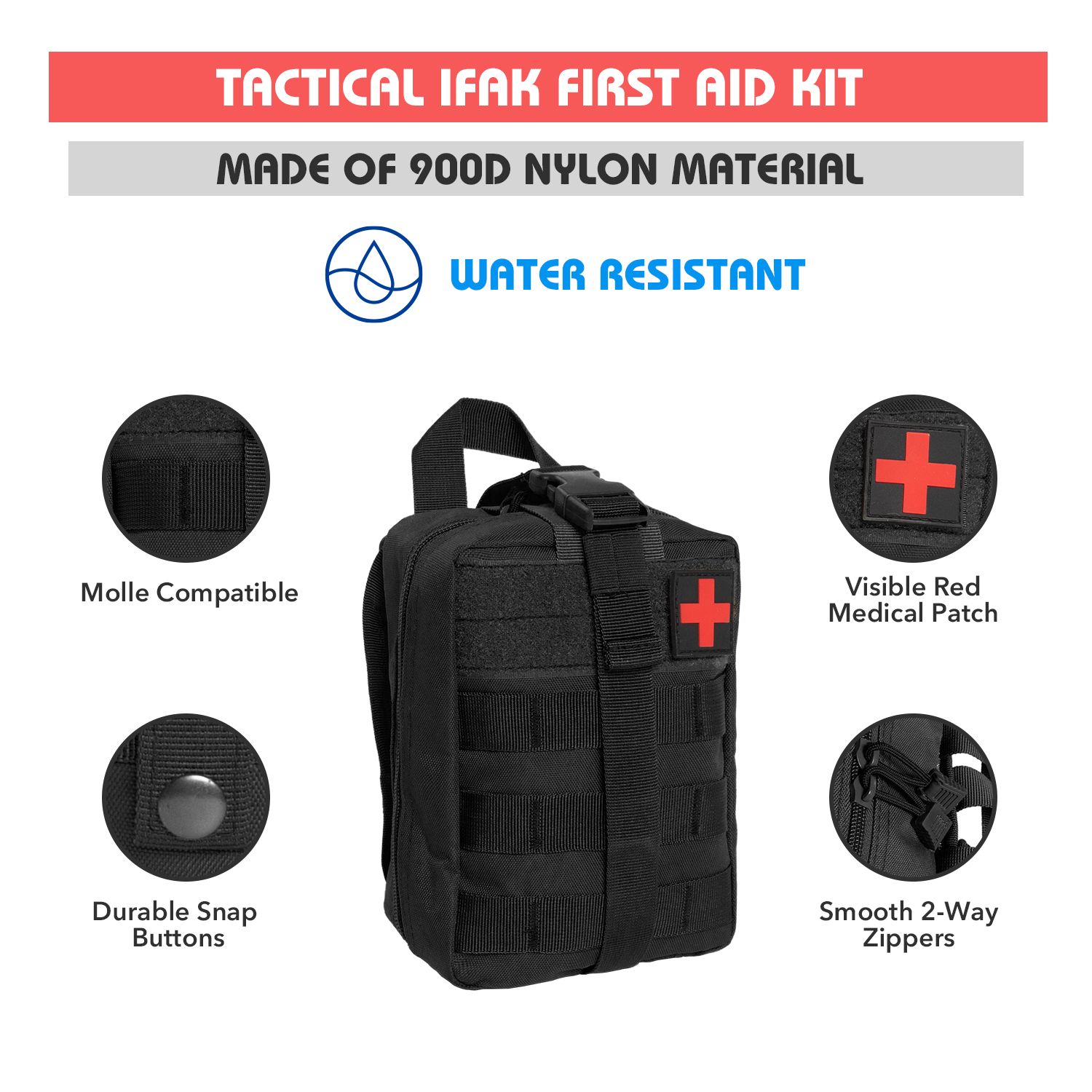 Risen Medical Wholesale Emergency Bleed Control Kit features in molle compatible, durable snap buttons