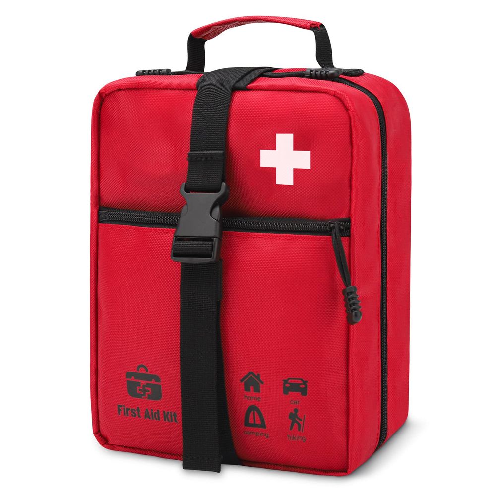 400 Piece Red Polyester Large Survival Medical First Aid Kit Premium Emergency Kits Set Ribber Tight Seal