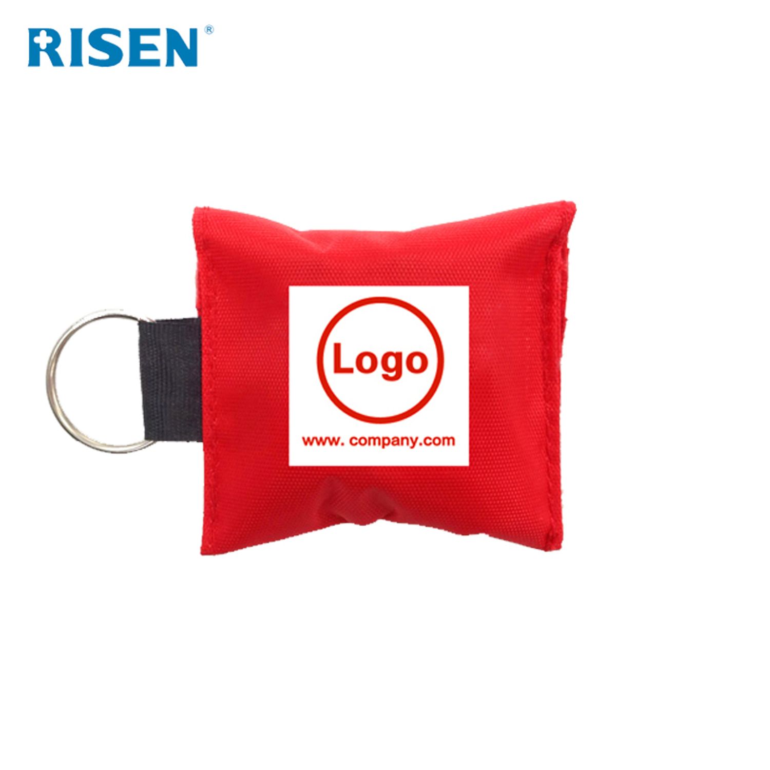 Risen Medical Red Mini CPR Mask Keychain with Custom Logo