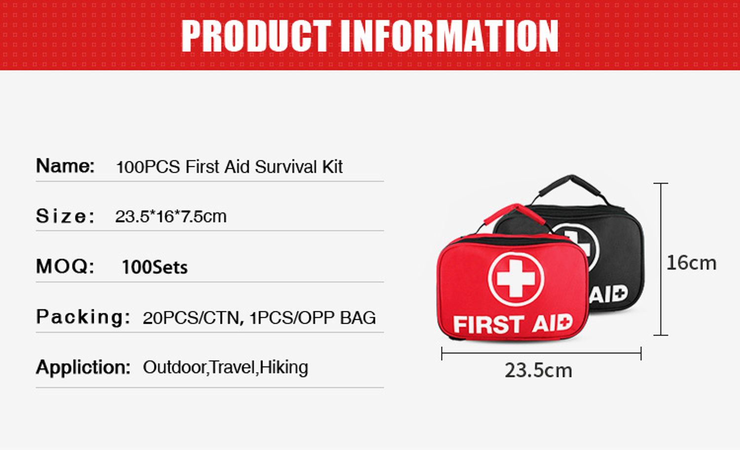 product information of 2-In-1 Zip Up Portable First Aid Kit with Custom Logo 
